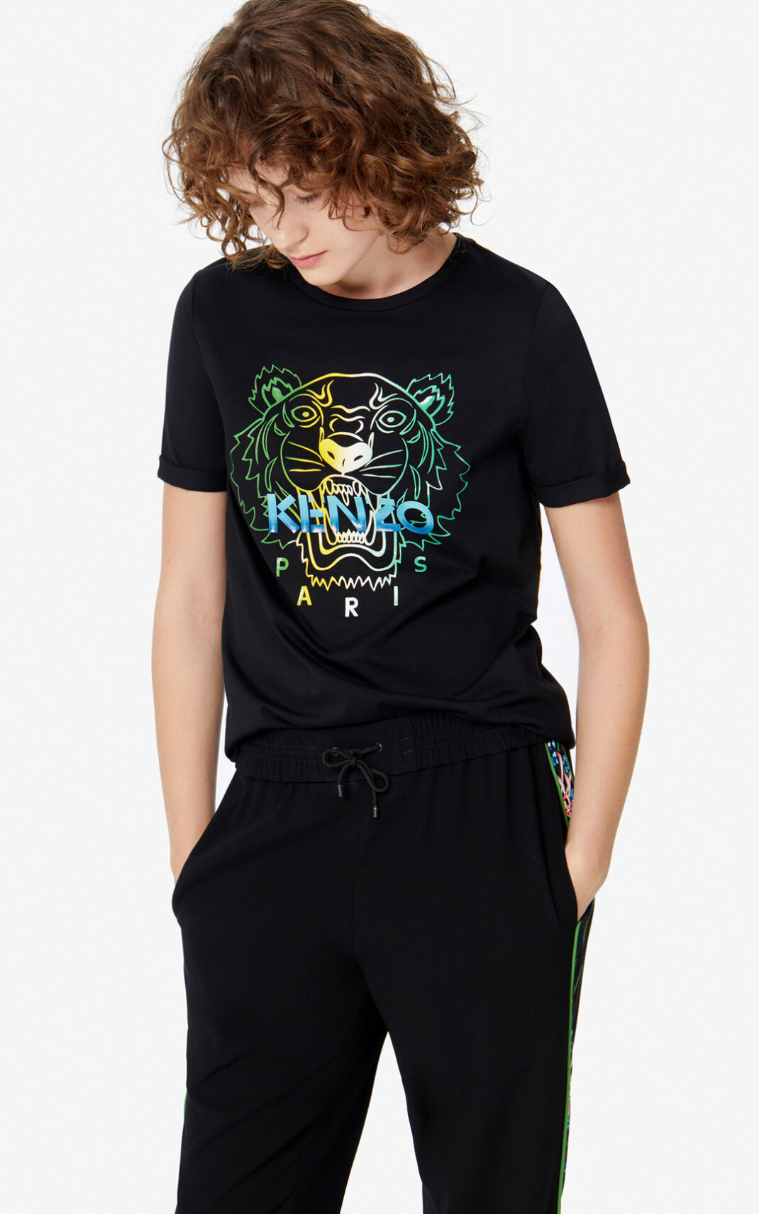 Kenzo Wet Tiger Tişört Bayan Siyah | 2846-HDQNT